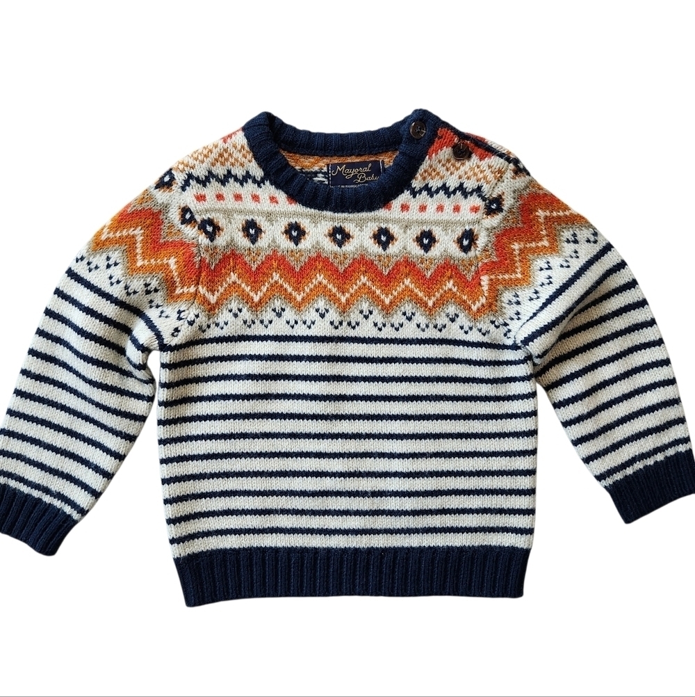 Mayoral Baby Fairisle Knit Sweater Sz 9mo